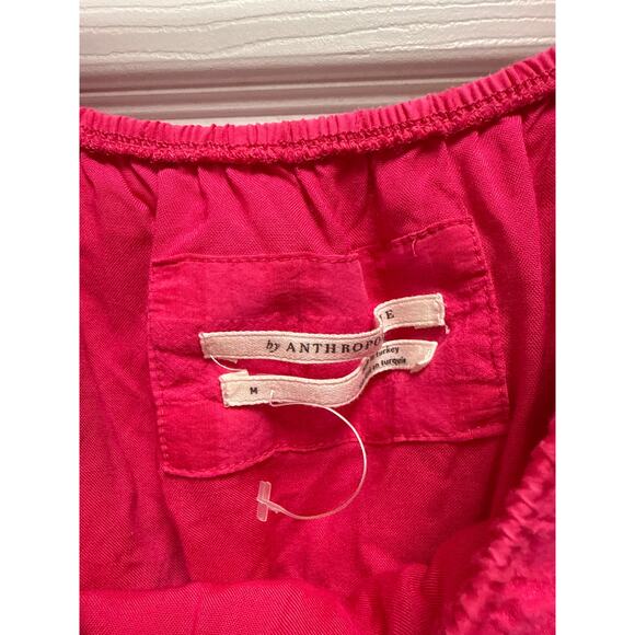 Anthropologie Hot Pink Francesca Cotton Tiered Gingham Midi Dress Size Medium - Picture 7 of 8